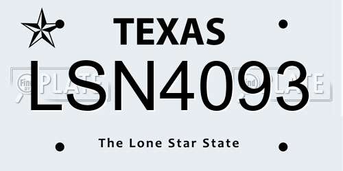 LSN4093 Texas License Plate