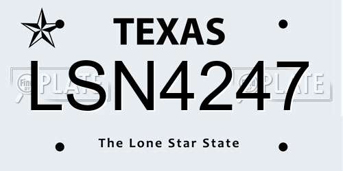 LSN4247 Texas License Plate