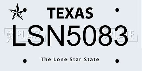 LSN5083 Texas License Plate