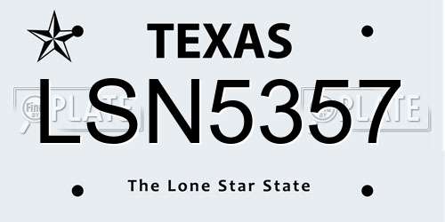LSN5357 Texas License Plate