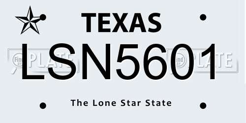 LSN5601 Texas License Plate