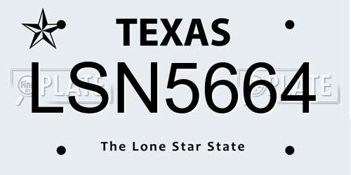 LSN5664 Texas License Plate