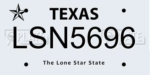 LSN5696 Texas License Plate