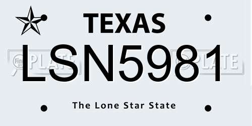 LSN5981 Texas License Plate