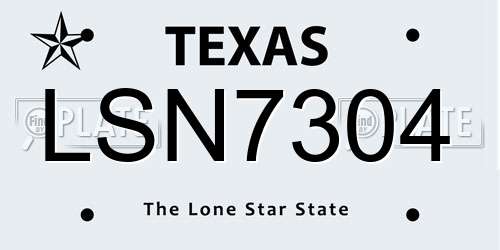 LSN7304 Texas License Plate