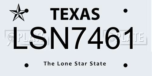 LSN7461 Texas License Plate