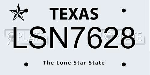LSN7628 Texas License Plate