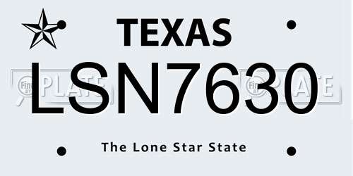LSN7630 Texas License Plate