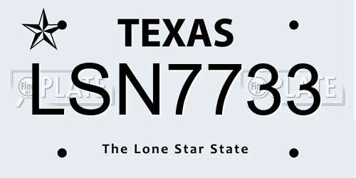 LSN7733 Texas License Plate