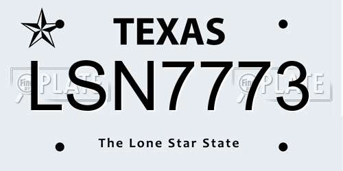LSN7773 Texas License Plate