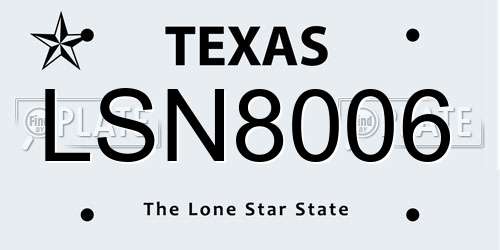 LSN8006 Texas License Plate