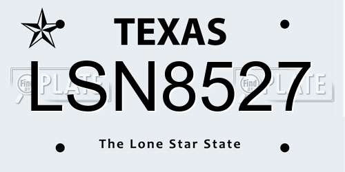 LSN8527 Texas License Plate