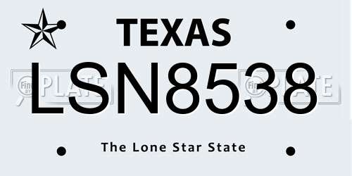 LSN8538 Texas License Plate