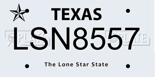 LSN8557 Texas License Plate