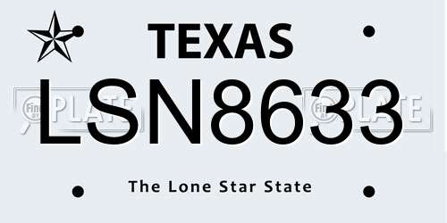 LSN8633 Texas License Plate
