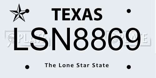 LSN8869 Texas License Plate