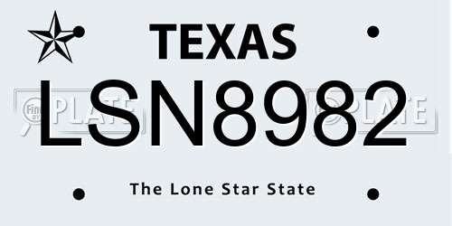 LSN8982 Texas License Plate