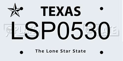 LSP0530 Texas License Plate