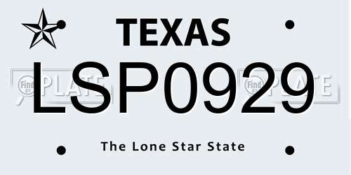 LSP0929 Texas License Plate