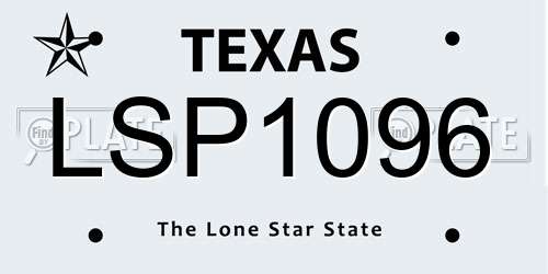LSP1096 Texas License Plate