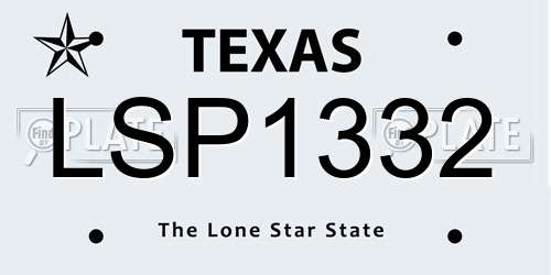 LSP1332 Texas License Plate