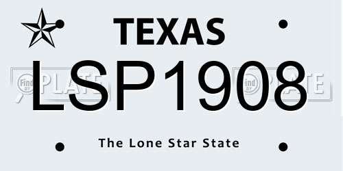 LSP1908 Texas License Plate