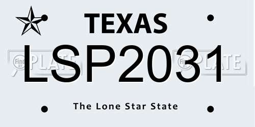 LSP2031 Texas License Plate