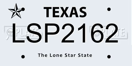 LSP2162 Texas License Plate
