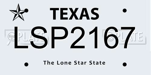LSP2167 Texas License Plate