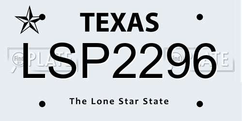 LSP2296 Texas License Plate