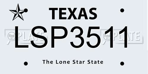 LSP3511 Texas License Plate