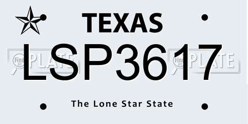 LSP3617 Texas License Plate