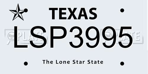 LSP3995 Texas License Plate