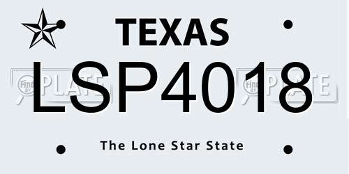 LSP4018 Texas License Plate