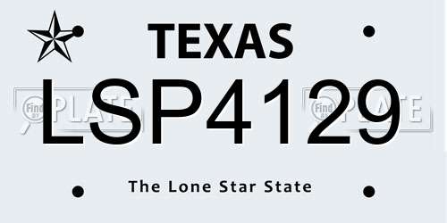 LSP4129 Texas License Plate