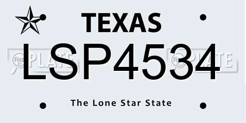 LSP4534 Texas License Plate