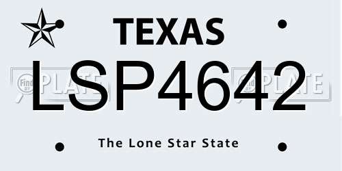 LSP4642 Texas License Plate