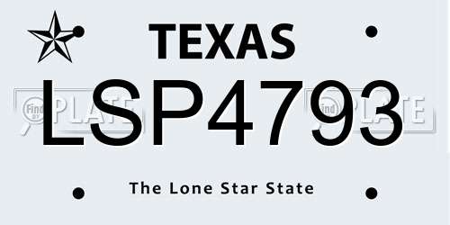 LSP4793 Texas License Plate