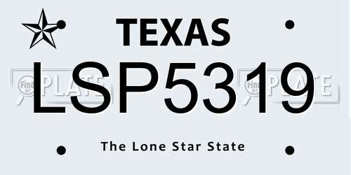 LSP5319 Texas License Plate