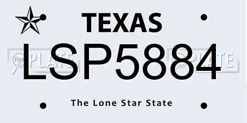 LSP5884 Texas License Plate