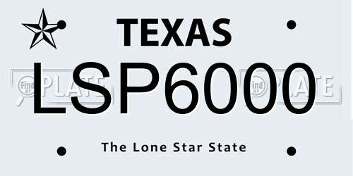 LSP6000 Texas License Plate