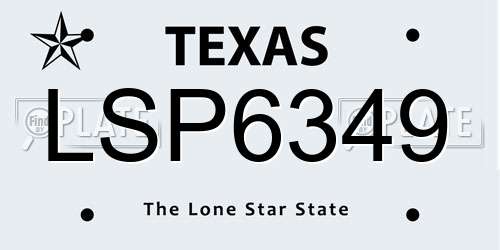 LSP6349 Texas License Plate