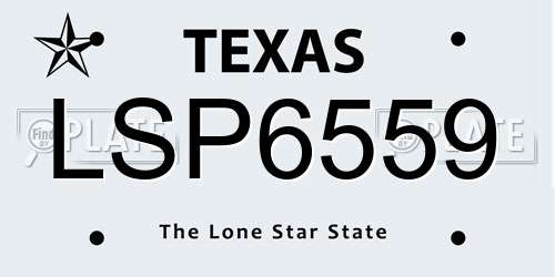LSP6559 Texas License Plate