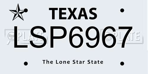 LSP6967 Texas License Plate