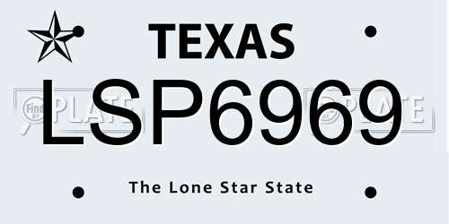 LSP6969 Texas License Plate
