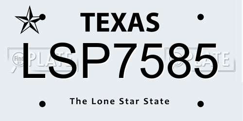 LSP7585 Texas License Plate