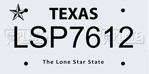 LSP7612 Texas License Plate