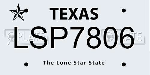 LSP7806 Texas License Plate