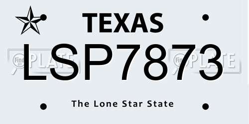 LSP7873 Texas License Plate