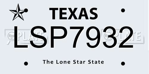 LSP7932 Texas License Plate